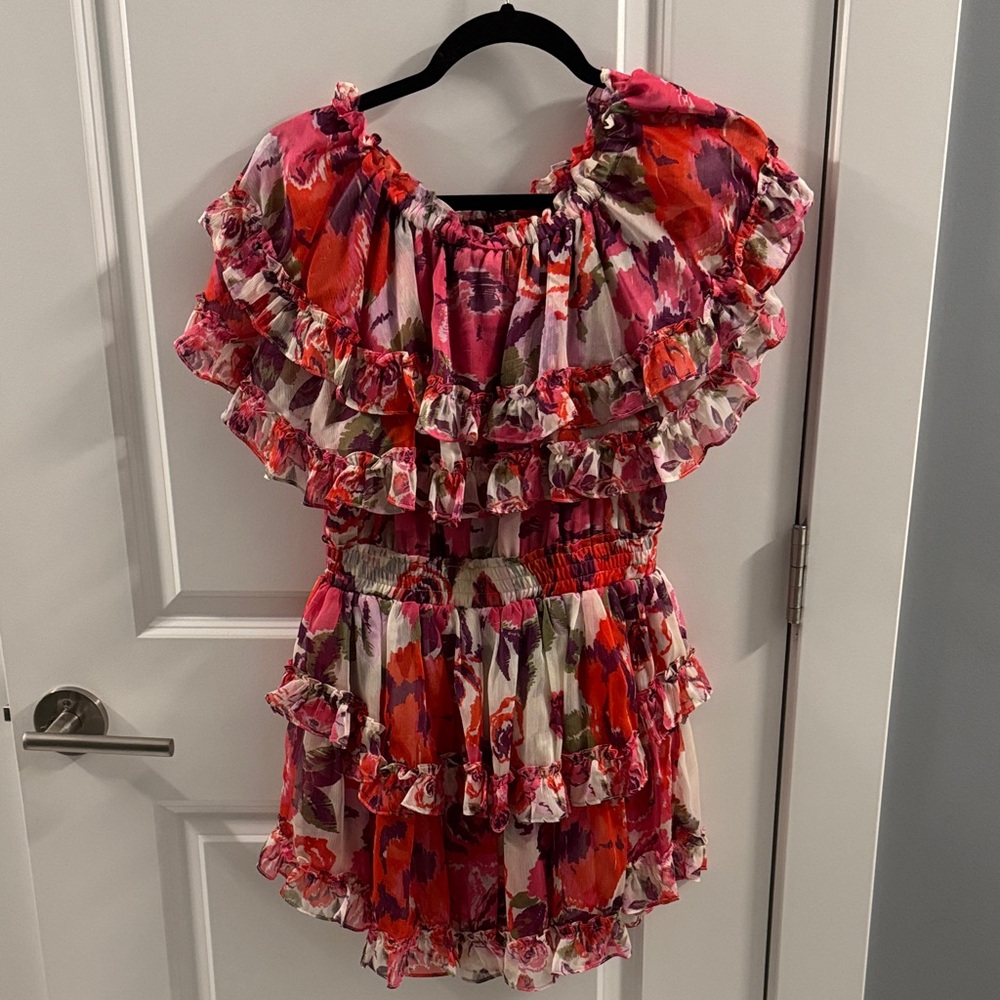 Misa Los Angeles Pink and Red Floral Dress NWOT